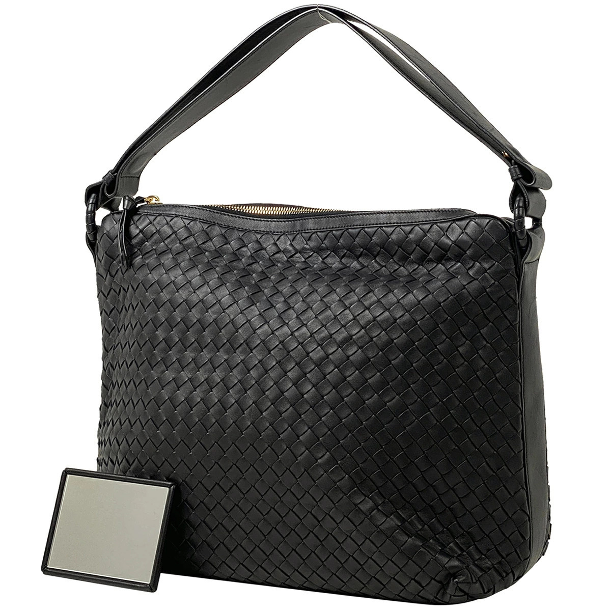 Bottega Veneta Intrecciato Shoulder Bag Woven Nappa Leather Black